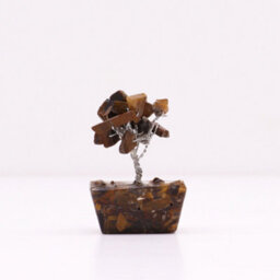 Serenityy Mini Tiger Eye Gemstone Tree On Orgonite Base - 15 Stones - 5 Cm Decorative Crystal Tree - thumbnail 2