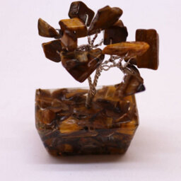 Serenityy Mini Tiger Eye Gemstone Tree On Orgonite Base - 15 Stones - 5 Cm Decorative Crystal Tree - thumbnail 6