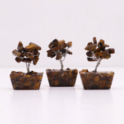 Serenityy Mini Tiger Eye Gemstone Tree On Orgonite Base - 15 Stones - 5 Cm Decorative Crystal Tree - thumbnail 4