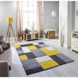 Melrose Salerno Omega Yellow Blocks Patterned Design Large Indoor Area Rug 160/230Cm - thumbnail 1