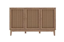 LPD Bordeaux Large Sideboard With Rattan Fronts Gold Handles Boho Wooden Frame W128.2 L39.4 H78.2Cm - thumbnail 4