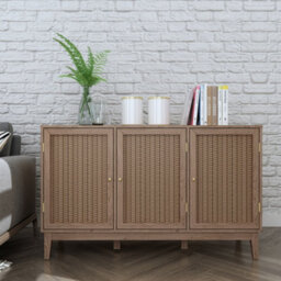 LPD Bordeaux Large Sideboard With Rattan Fronts Gold Handles Boho Wooden Frame W128.2 L39.4 H78.2Cm