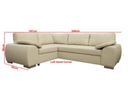 New Corner Sofa Bed With Storage Enzo Left Cream Faux Leather - thumbnail 2