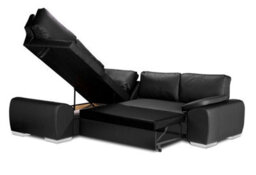 New Corner Sofa Bed With Storage Enzo Left Cream Faux Leather - thumbnail 4