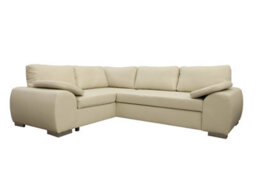 New Corner Sofa Bed With Storage Enzo Left Cream Faux Leather