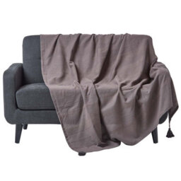 Homescapes Cotton Rajput Ribbed Sea Grey Throw, 255 X 360 Cm