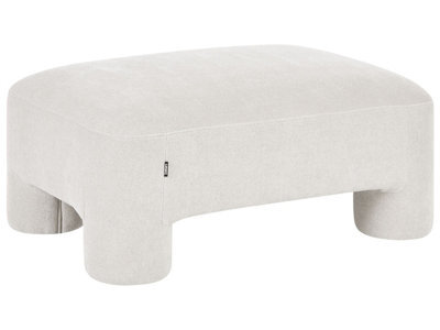 Wyld And Coco Everluxe White Fabric Ottoman With Plush Texture And Cylindrical Nylon Legs, 100 X 70 X 45 Cm - image 1