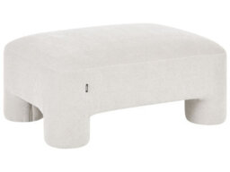 Wyld And Coco Everluxe White Fabric Ottoman With Plush Texture And Cylindrical Nylon Legs, 100 X 70 X 45 Cm - thumbnail 1