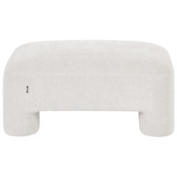 Wyld And Coco Everluxe White Fabric Ottoman With Plush Texture And Cylindrical Nylon Legs, 100 X 70 X 45 Cm - thumbnail 3