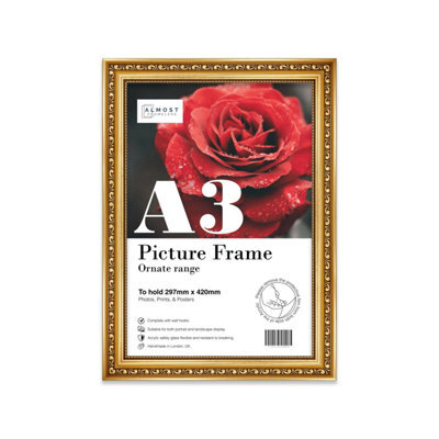 A3 Gold Ornate Picture Frame (42 X 29.7Cm) Poster, Photo, Artwork, Gallery Wall Or Print - image 1