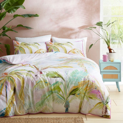 Appletree Leilani 100% Cotton Tropical Print Green Duvet Cover Set - image 1