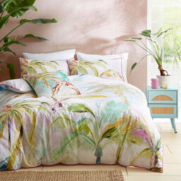 Appletree Leilani 100% Cotton Tropical Print Green Duvet Cover Set - thumbnail 4
