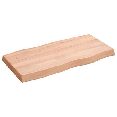 Berkfield Table Top Light Brown 80X40X6 Cm Treated Solid Wood Oak Live Edge - image 1