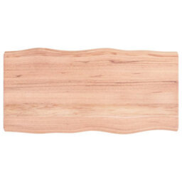 Berkfield Table Top Light Brown 80X40X6 Cm Treated Solid Wood Oak Live Edge - thumbnail 2