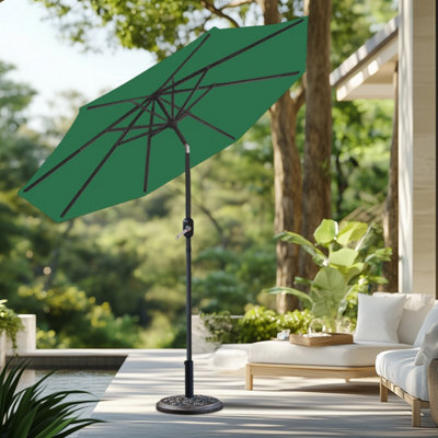 Sundaze 3M Green Round Garden Parasol Unbrella Outdoor Patio Crank Tilt With Base - image 1