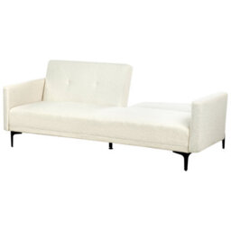 Beliani Sofa Bed 3 Seater Lucan Boucle Off-White - thumbnail 7