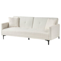 Beliani Sofa Bed 3 Seater Lucan Boucle Off-White - thumbnail 4