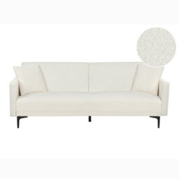Beliani Sofa Bed 3 Seater Lucan Boucle Off-White
