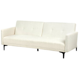 Beliani Sofa Bed 3 Seater Lucan Boucle Off-White - thumbnail 6