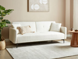 Beliani Sofa Bed 3 Seater Lucan Boucle Off-White - thumbnail 2