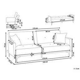 Beliani Sofa Bed 3 Seater Lucan Boucle Off-White - thumbnail 3