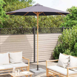Berkfield Garden Parasol Dark Grey 270 X 270 X 260 Cm Bamboo - thumbnail 3