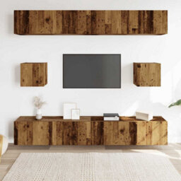 Berkfield 6 Piece Tv Cabinet Set Wall-Mounted Old Wood Engineered Wood - thumbnail 3