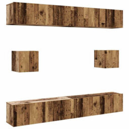 Berkfield 6 Piece Tv Cabinet Set Wall-Mounted Old Wood Engineered Wood - thumbnail 2