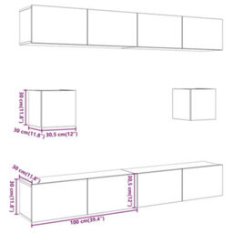 Berkfield 6 Piece Tv Cabinet Set Wall-Mounted Old Wood Engineered Wood - thumbnail 9