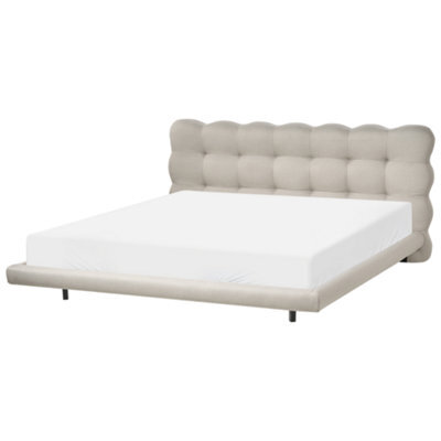 Beliani Bed Fabric Soulisse 180 X 200 Cm (Eu Super King) Beige - image 1