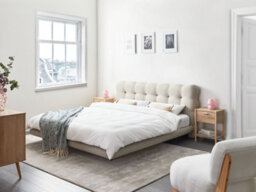 Beliani Bed Fabric Soulisse 180 X 200 Cm (Eu Super King) Beige - thumbnail 2