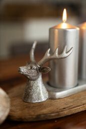 Christmas Silver Stag Pillar Candle Holder - thumbnail 3