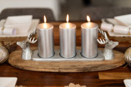 Christmas Silver Stag Pillar Candle Holder - thumbnail 4