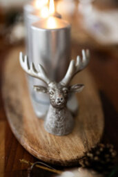 Christmas Silver Stag Pillar Candle Holder - thumbnail 2
