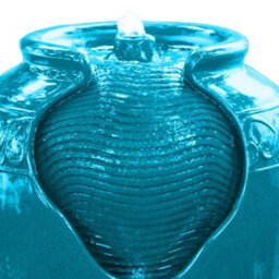 Teamson Home Garden Outdoor Water Feature, Floor Water Fountain, Glazed Pot Design, With Led Lights - Teal - thumbnail 5