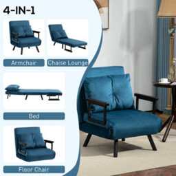 Wyld Haus Mofa Nare Velvet 4-In-1 Convertible Single Chair Bed With Pillow, Navy Blue - thumbnail 4