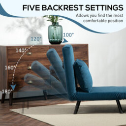 Wyld Haus Mofa Nare Velvet 4-In-1 Convertible Single Chair Bed With Pillow, Navy Blue - thumbnail 5