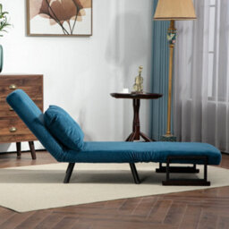 Wyld Haus Mofa Nare Velvet 4-In-1 Convertible Single Chair Bed With Pillow, Navy Blue - thumbnail 7