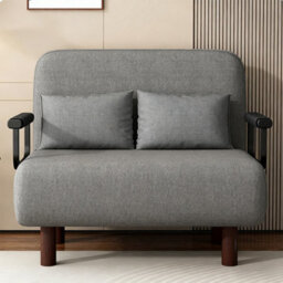 Double Grey Fabric Folding Sofa Bed - Versatile Sleeper Couch - thumbnail 4