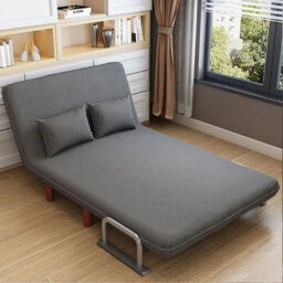 Double Grey Fabric Folding Sofa Bed - Versatile Sleeper Couch - thumbnail 7