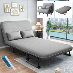 Double Grey Fabric Folding Sofa Bed - Versatile Sleeper Couch