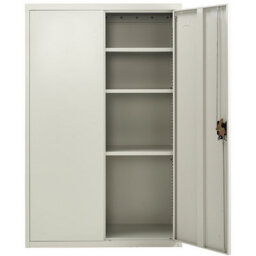 MMT Funiture Designs Metal Storage Cupboard Grey 2 Door Tall Lockable Steel Filing Cabinet 3 Shelves Office, Garage Tool, Utility, Kitchen Use - thumbnail 5