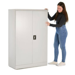 MMT Funiture Designs Metal Storage Cupboard Grey 2 Door Tall Lockable Steel Filing Cabinet 3 Shelves Office, Garage Tool, Utility, Kitchen Use - thumbnail 6
