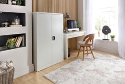 MMT Funiture Designs Metal Storage Cupboard Grey 2 Door Tall Lockable Steel Filing Cabinet 3 Shelves Office, Garage Tool, Utility, Kitchen Use - thumbnail 7