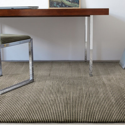Beige Green Plain Striped 11mm Thick Anti-Shed Rug For Bedroom, Dining Room, Stain-Resistant Modern Rug-200Cm X 290Cm - image 1