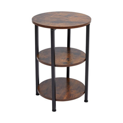 Round 3-Tier Side Table Rustic Small Nesting Snack Table For Living Room Bedroom - image 1