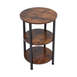 Round 3-Tier Side Table Rustic Small Nesting Snack Table For Living Room Bedroom - thumbnail 3