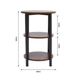 Round 3-Tier Side Table Rustic Small Nesting Snack Table For Living Room Bedroom - thumbnail 2