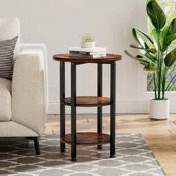 Round 3-Tier Side Table Rustic Small Nesting Snack Table For Living Room Bedroom - thumbnail 4