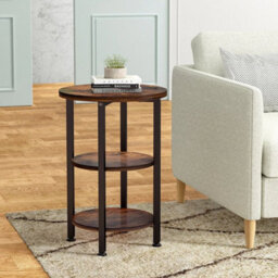 Round 3-Tier Side Table Rustic Small Nesting Snack Table For Living Room Bedroom - thumbnail 6
